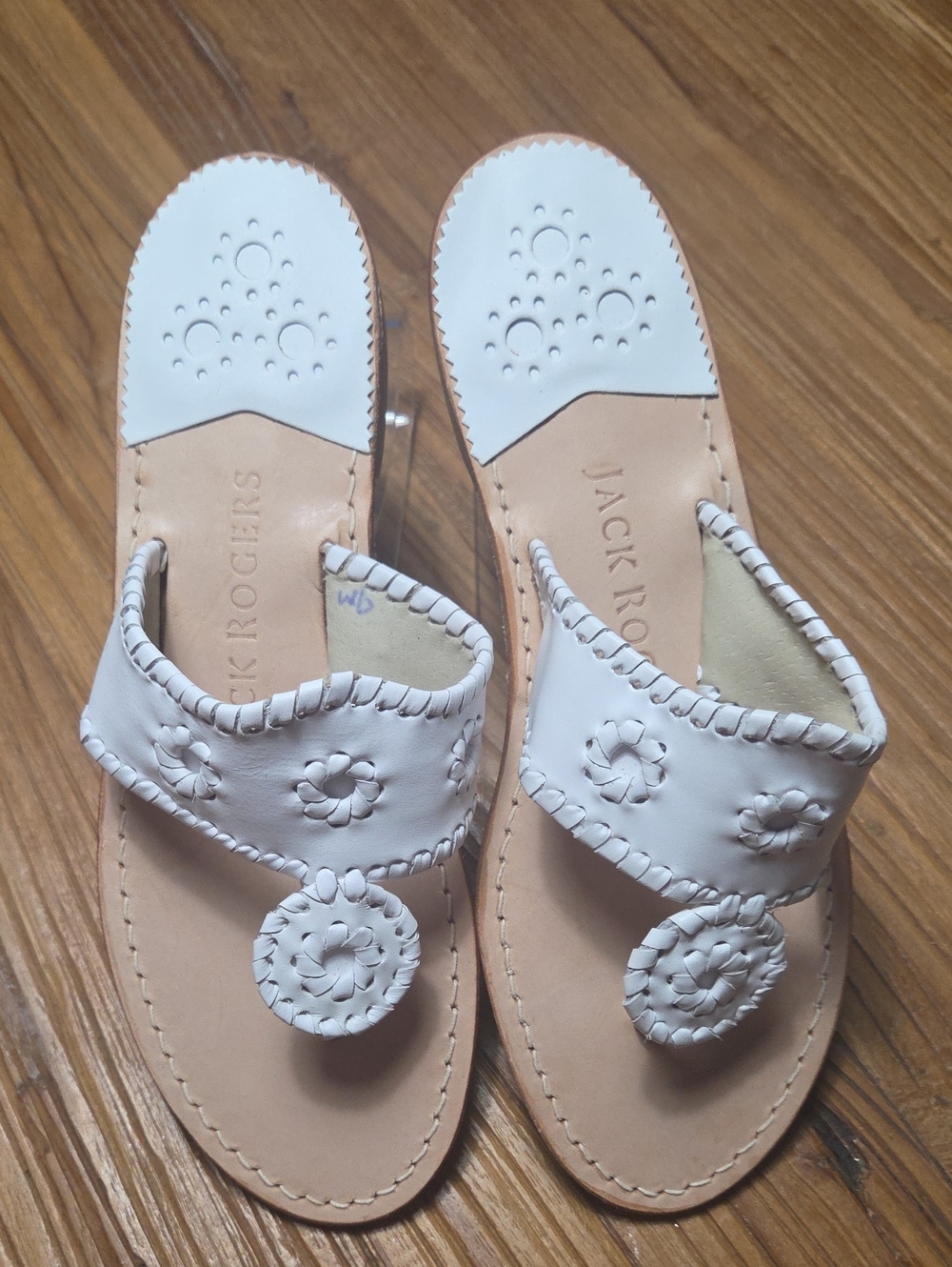 Jack Rogers White Leather Luggage Wheel Sandal